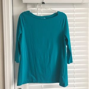 Teal Boatneck T-shirt with 3/4 sleeves, size XL